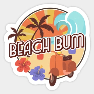 Beach Bum Seventies Beach and Waves Sticker